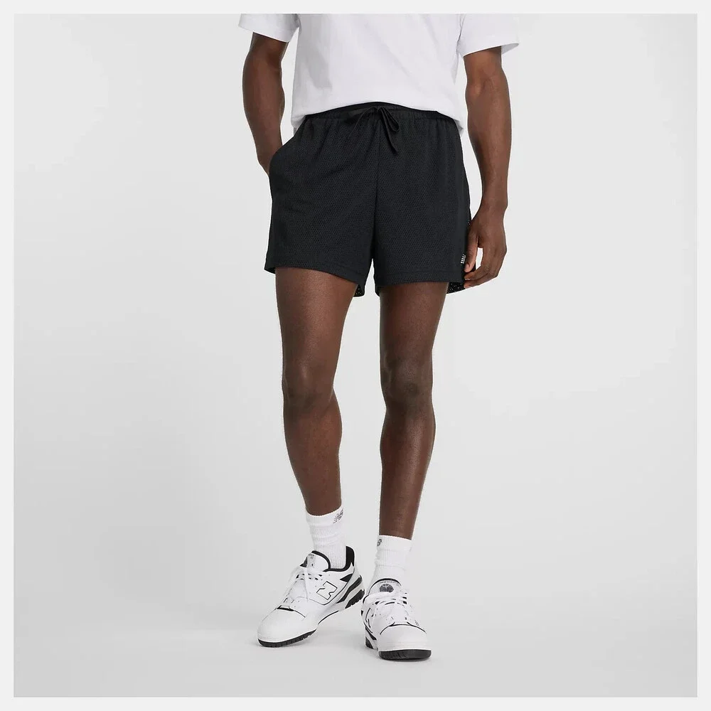New Balance Sport Essentials Shorts Mens 2XL Black Mesh 5" Inseam Active APP2914 - Picture 14 of 14